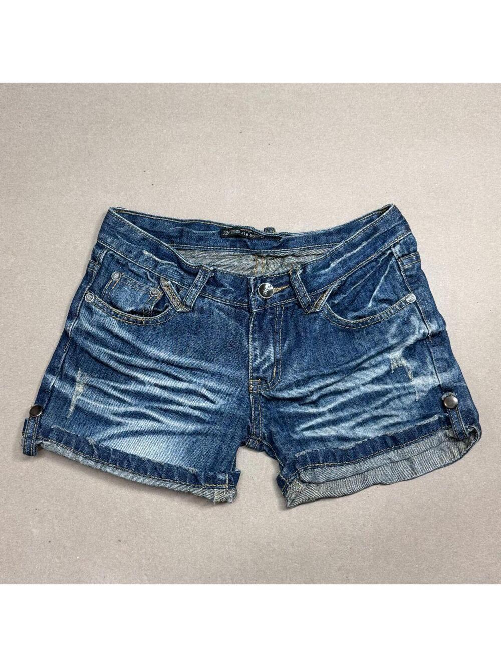 Vintage Y2K Low Rise Denim Micro Shorts Faded